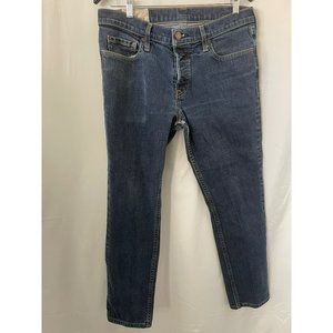 Hollister Men's Medium-Wash Skinny Button Fly Jeans - Altered Hems - 32x27